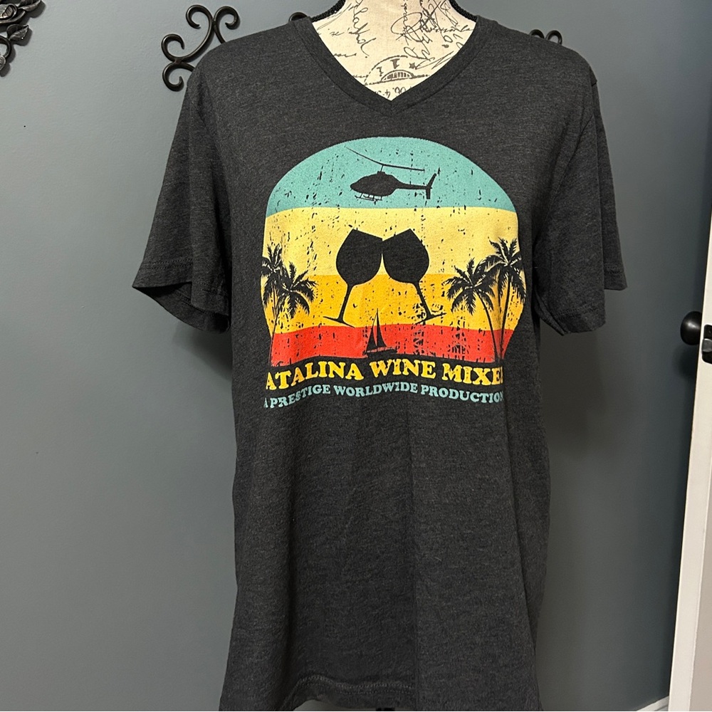 Catalina Wine Mixer Graphic Tee- Dark Grey, Women’s Size Large